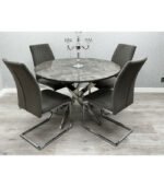 Tokyo DT875 + DC873 Round Dining Set (Table & 4 Chairs)