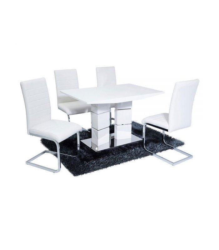 Vegas VGD5 Dining Set (4 Milan White Chairs)