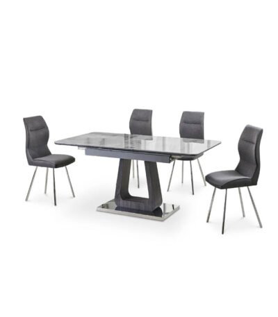 Zermatt 120cm Dining Table (120cm Fixed Top) (Grey Ceramic) with 4 Zermatt Chairs