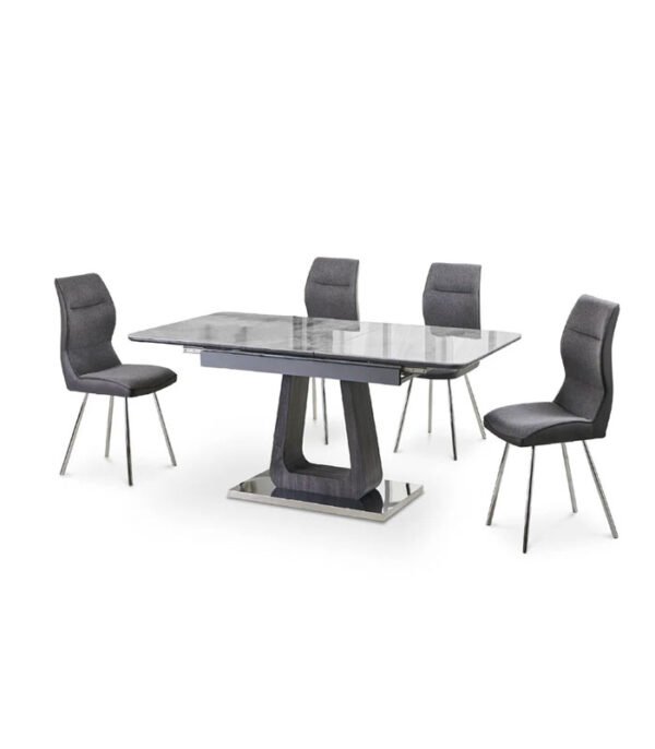 Zermatt 120cm Dining Table (120cm Fixed Top) (Grey Ceramic) with 4 Zermatt Chairs