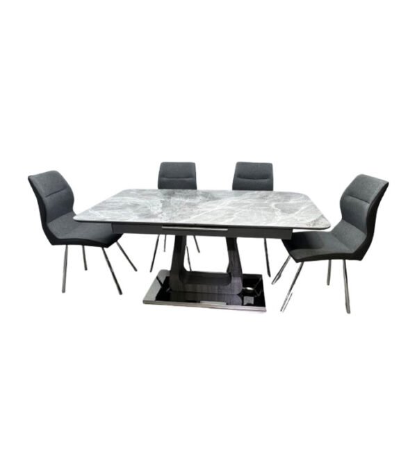 Zermatt Extendable (160 – 200)Dining Table (Grey Ceramic) with 6 Zermatt Chairs